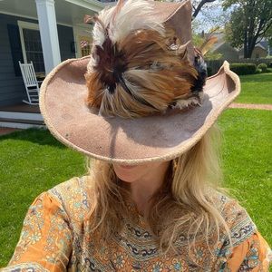 Handmade leather festival cowboy hat